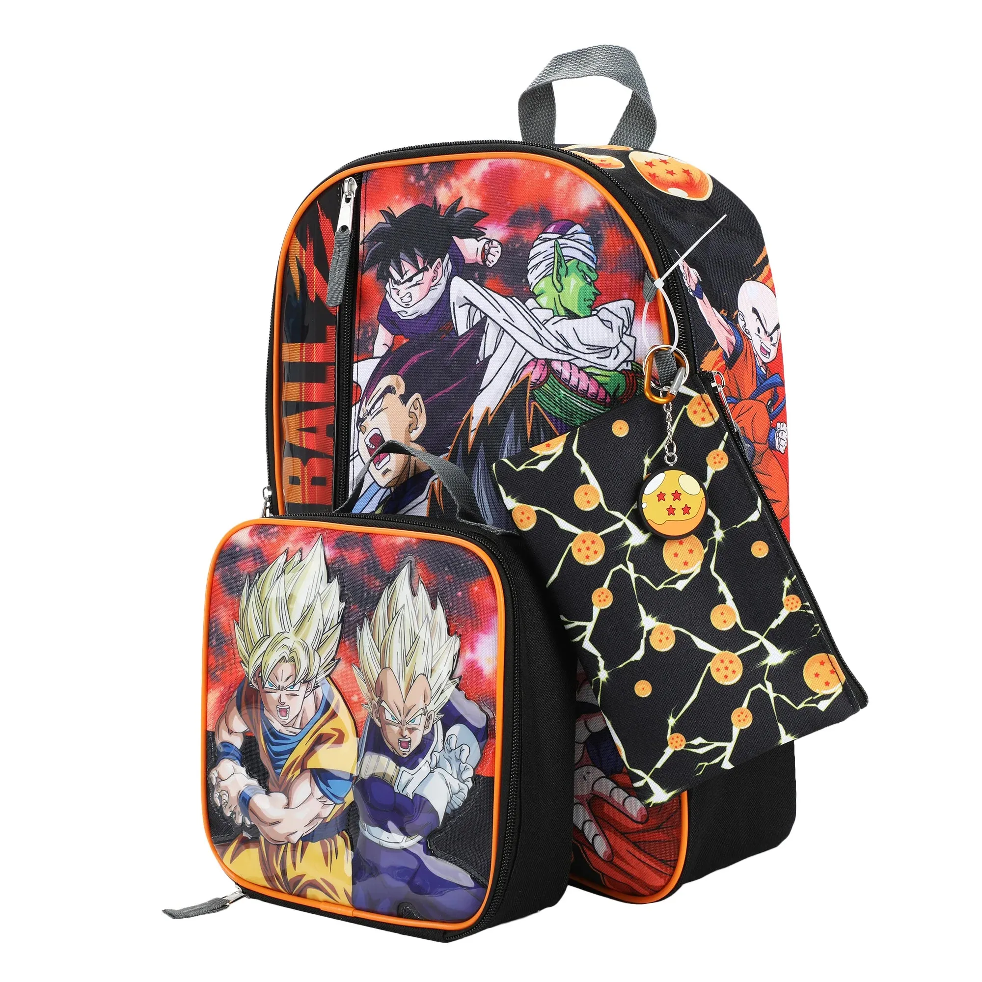 Dragon Ball Z Action Shot Kids 16" Backpack and Lunch Bag 5 Piece Set