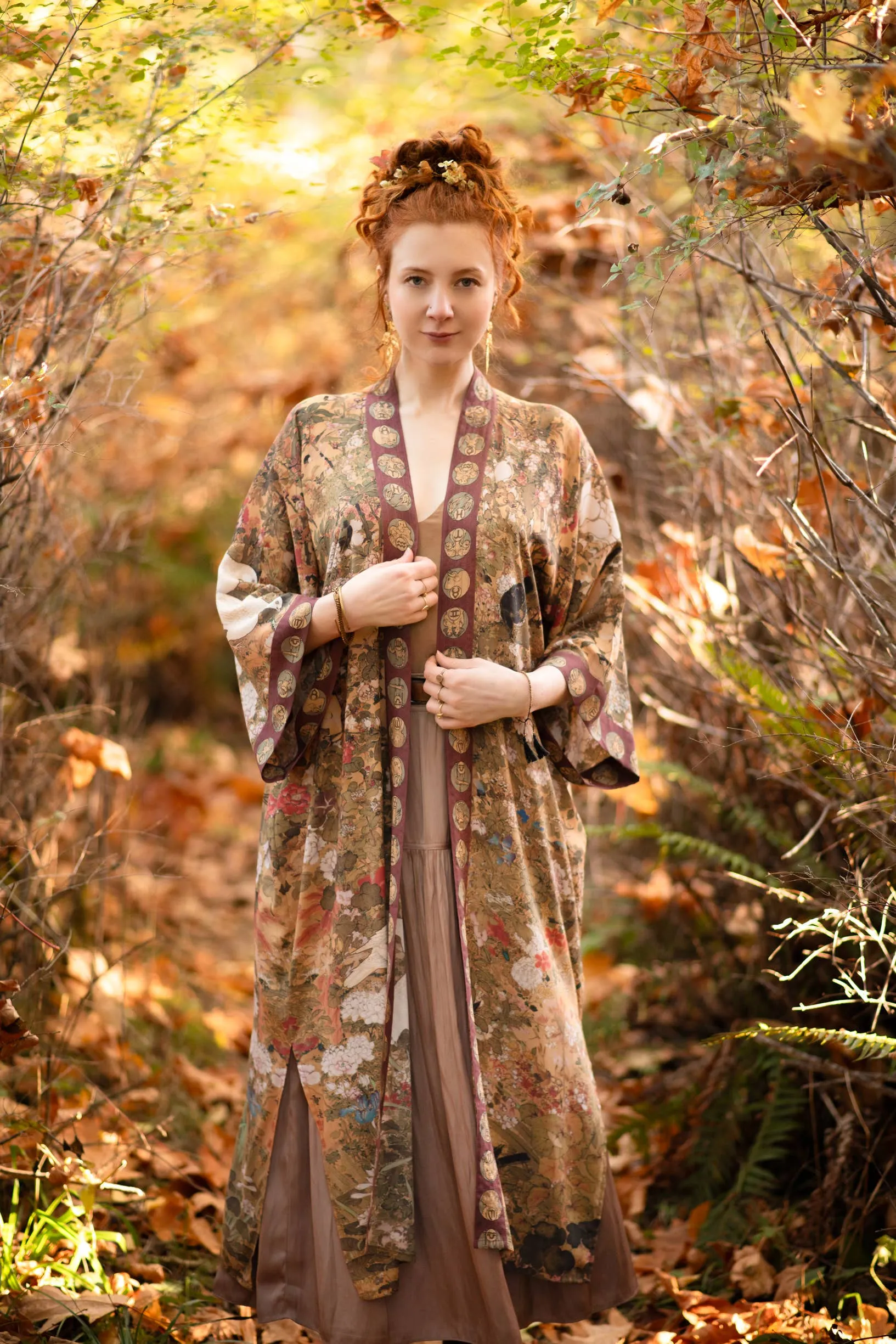 Dreamweaver Bamboo Kimono Duster Robe with Zodiac Signs