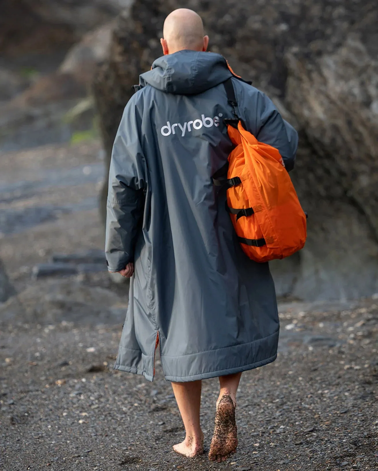 Dryrobe Advance Long Sleeve Changing Robe - Dark Grey and Orange