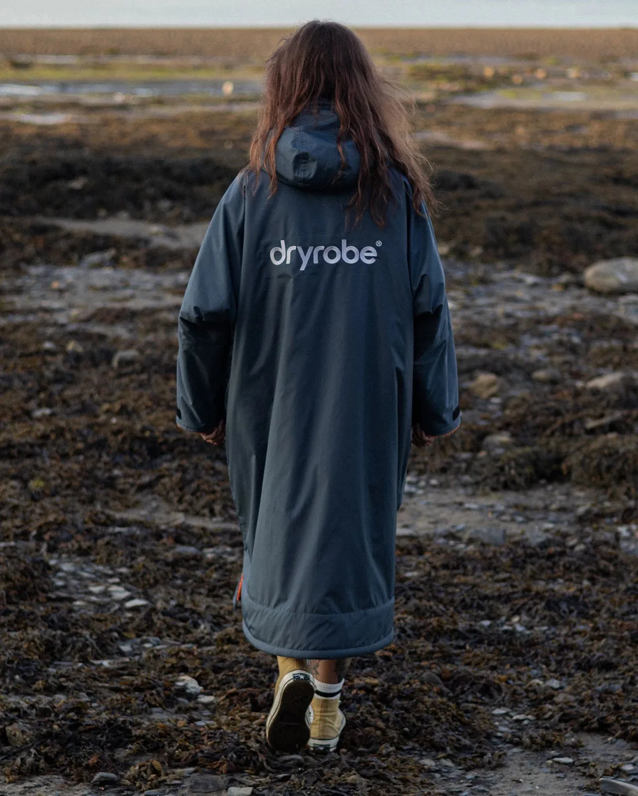 Dryrobe Advance Long Sleeve Changing Robe - Dark Grey and Orange