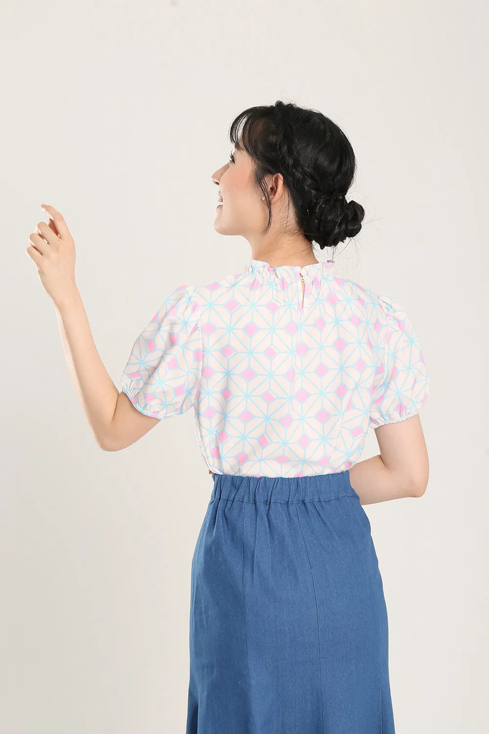 Elizia Blouse in Geometric Print