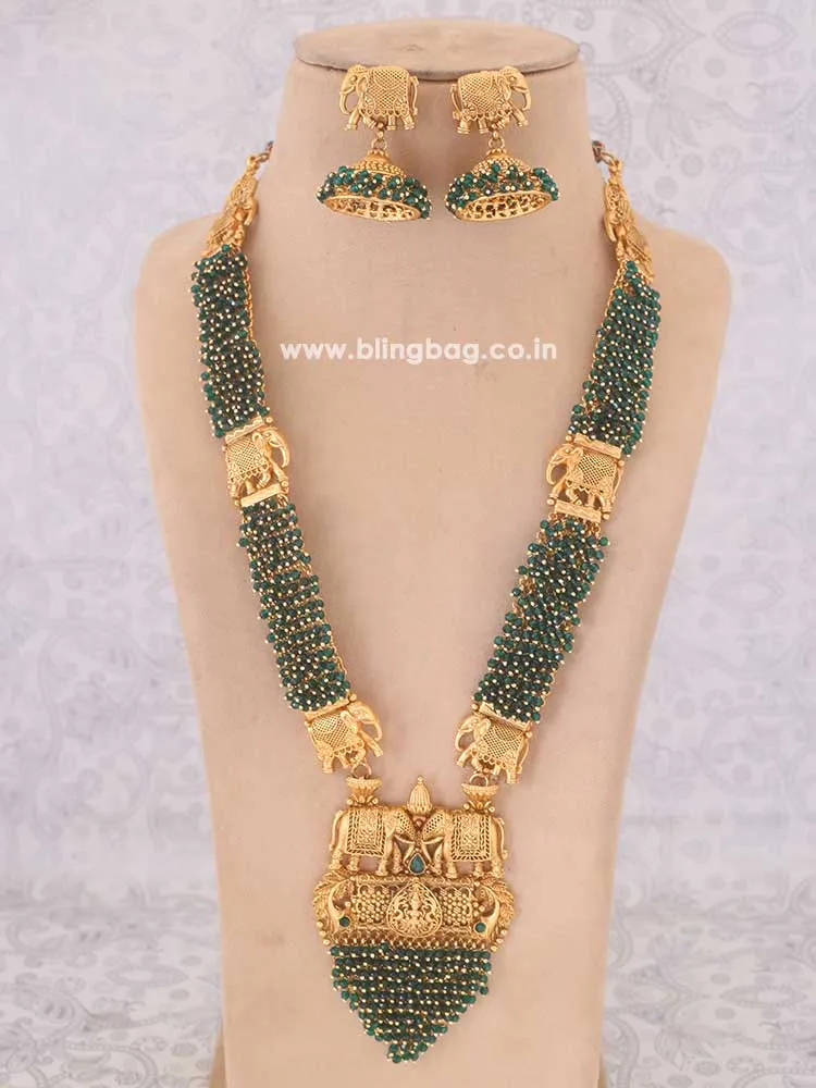 Emerald Atulya Temple Jewellery Set