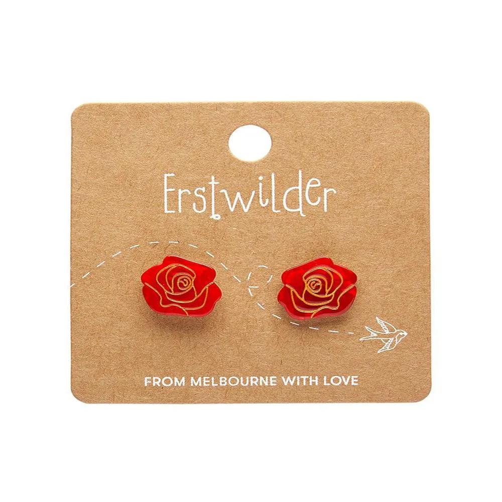 Eternal Rose Stud Earrings - Red by Erstwilder x Pete Cromer