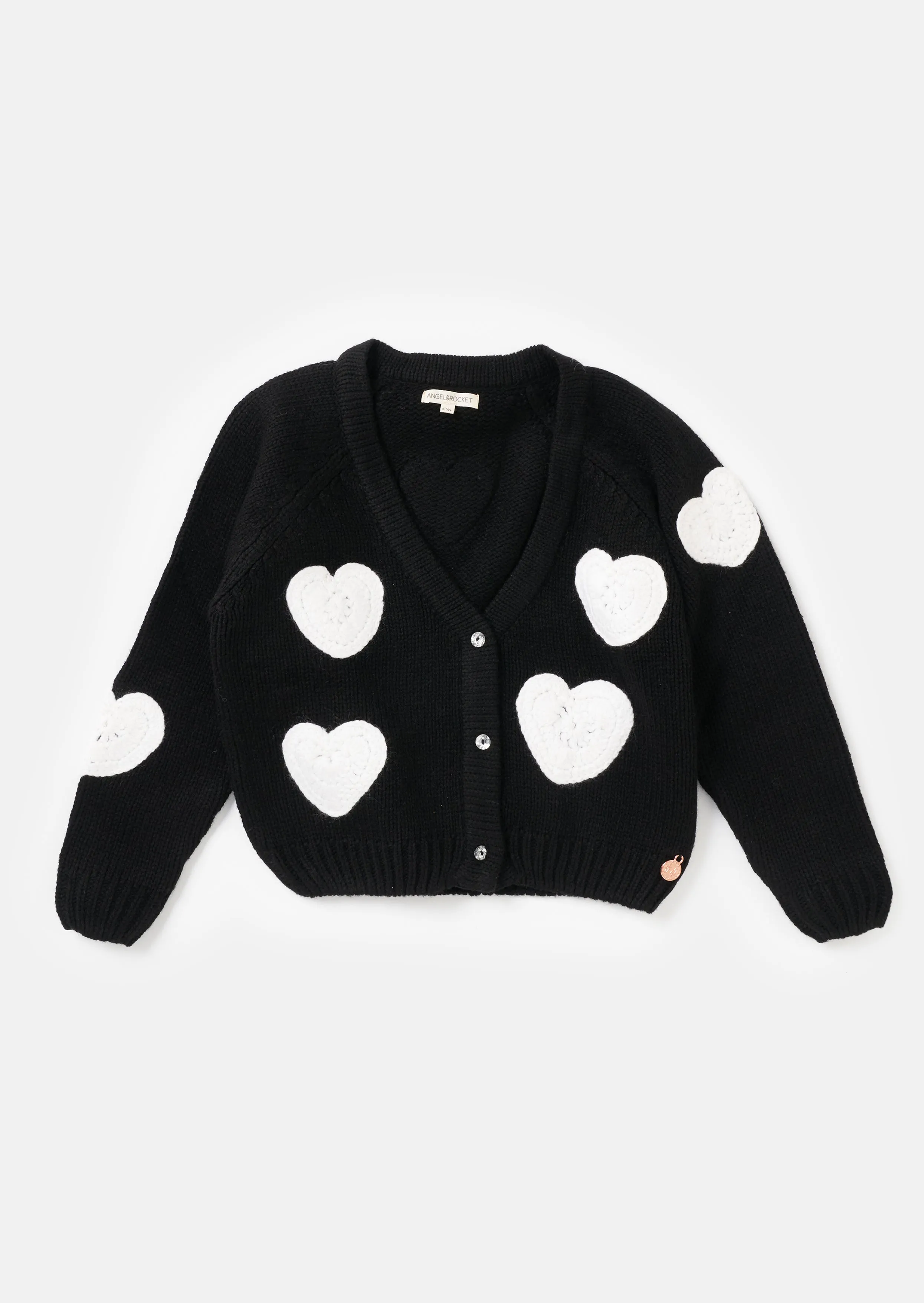 Everly Black Crochet Heart Cardi