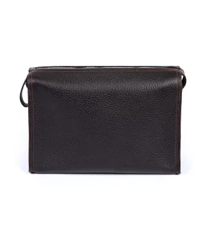 F. Hammann Leather Wash Bag: Brown