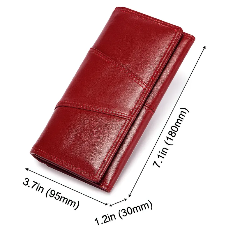 Fashion Ladies Genuine Leather Long Wallet / Clutch with Card Case and Hasp