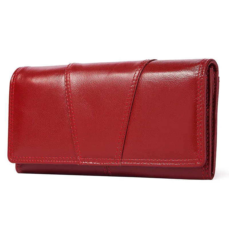 Fashion Ladies Genuine Leather Long Wallet / Clutch with Card Case and Hasp