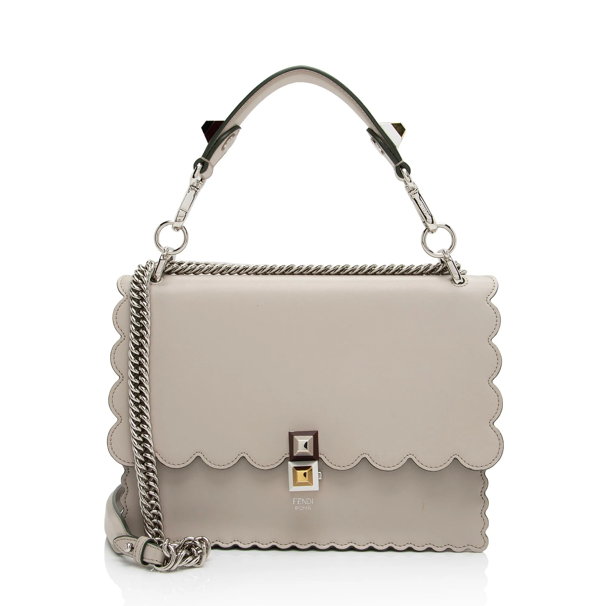 Fendi Calfskin Studded Kan I Medium Shoulder Bag (SHF-23376)