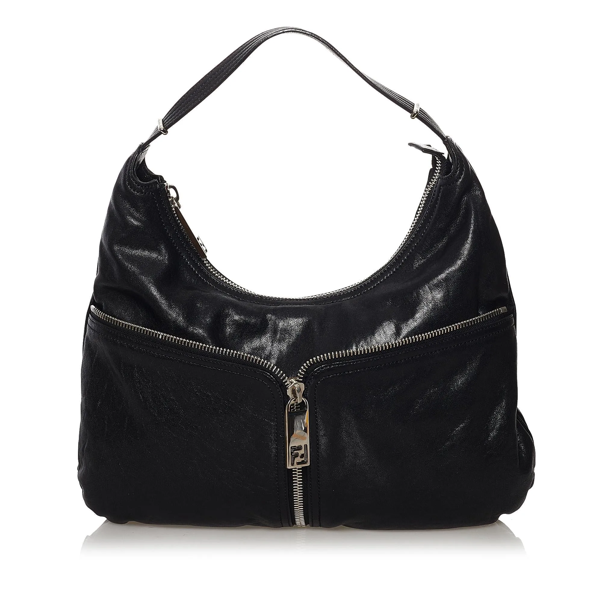 Fendi Unzipped Leather Hobo Bag (SHG-32868)