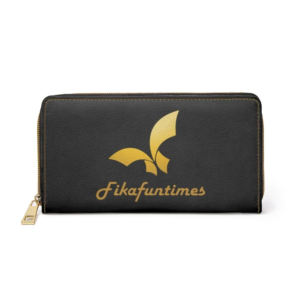 Fikafuntimes Black & Gold Zipper Wallet