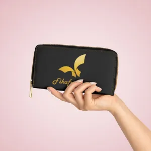 Fikafuntimes Black & Gold Zipper Wallet