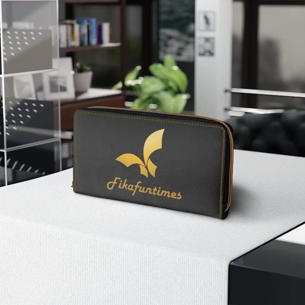 Fikafuntimes Black & Gold Zipper Wallet