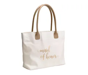 Gold Foil Print Maid of Honor Tote Bag