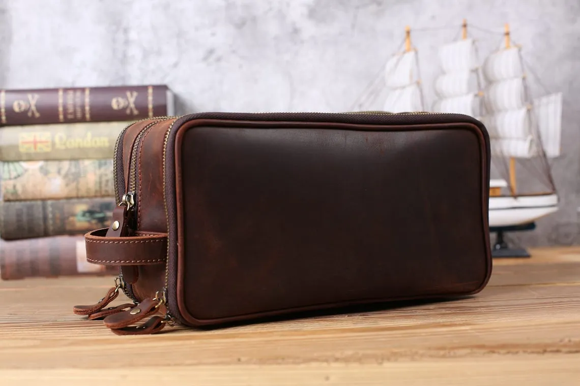 Groomsmen Gifts, Gift For Men, Leather Toiletry Bag, Mens Shaving Kit