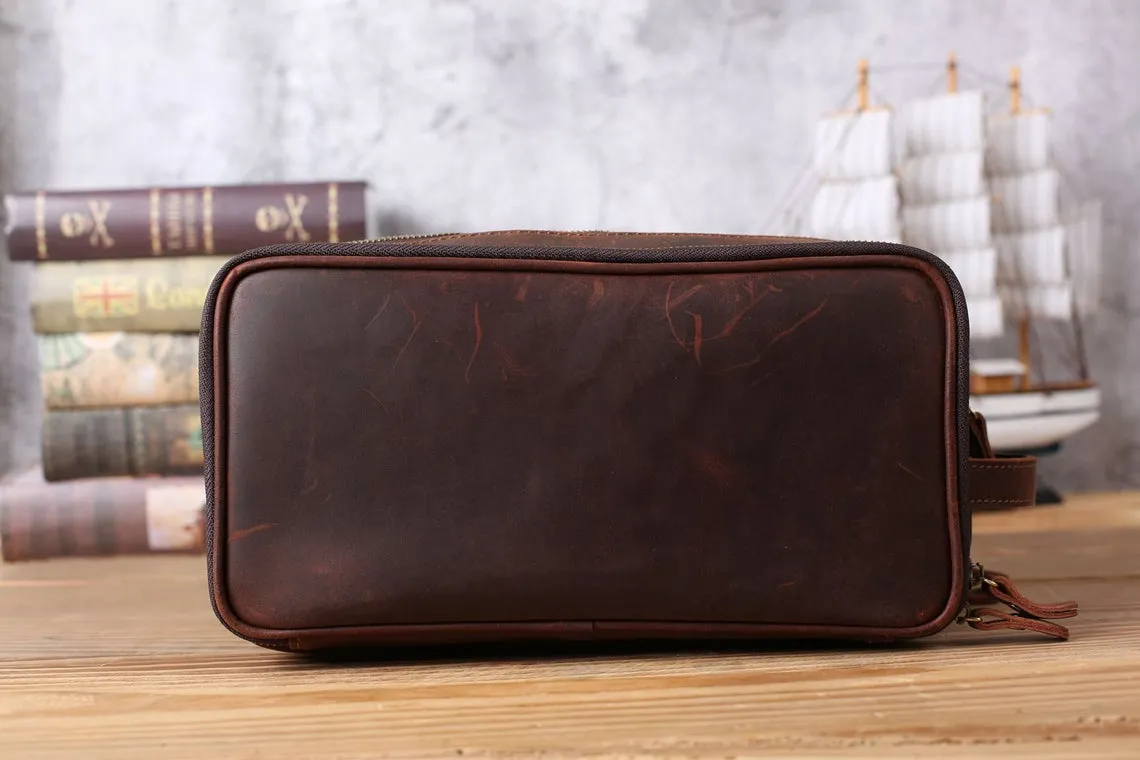 Groomsmen Gifts, Gift For Men, Leather Toiletry Bag, Mens Shaving Kit