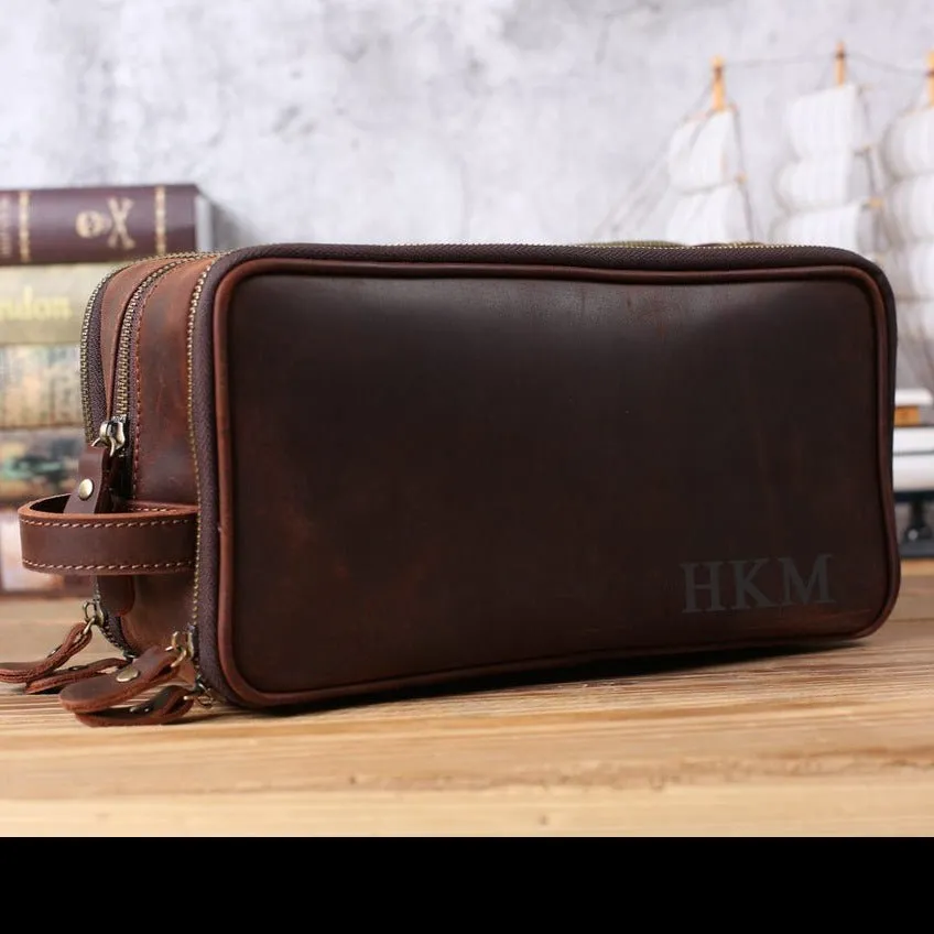 Groomsmen Gifts, Gift For Men, Leather Toiletry Bag, Mens Shaving Kit