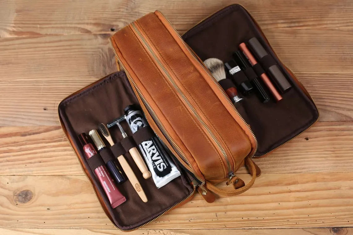 Groomsmen Gifts, Gift For Men, Leather Toiletry Bag, Mens Shaving Kit