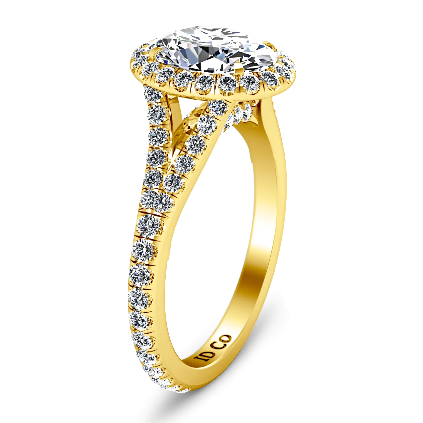 Halo Oval Engagement Ring Melody 14K Yellow Gold