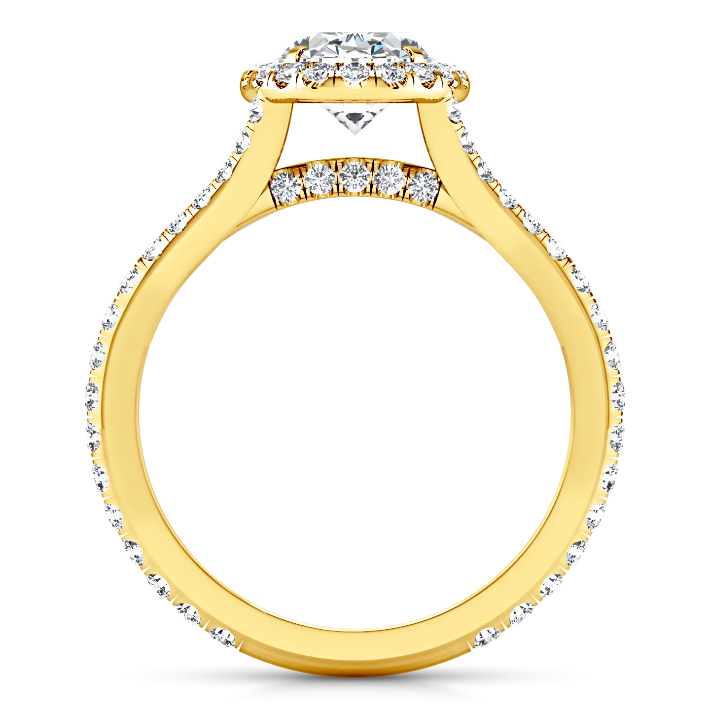 Halo Oval Engagement Ring Melody 14K Yellow Gold