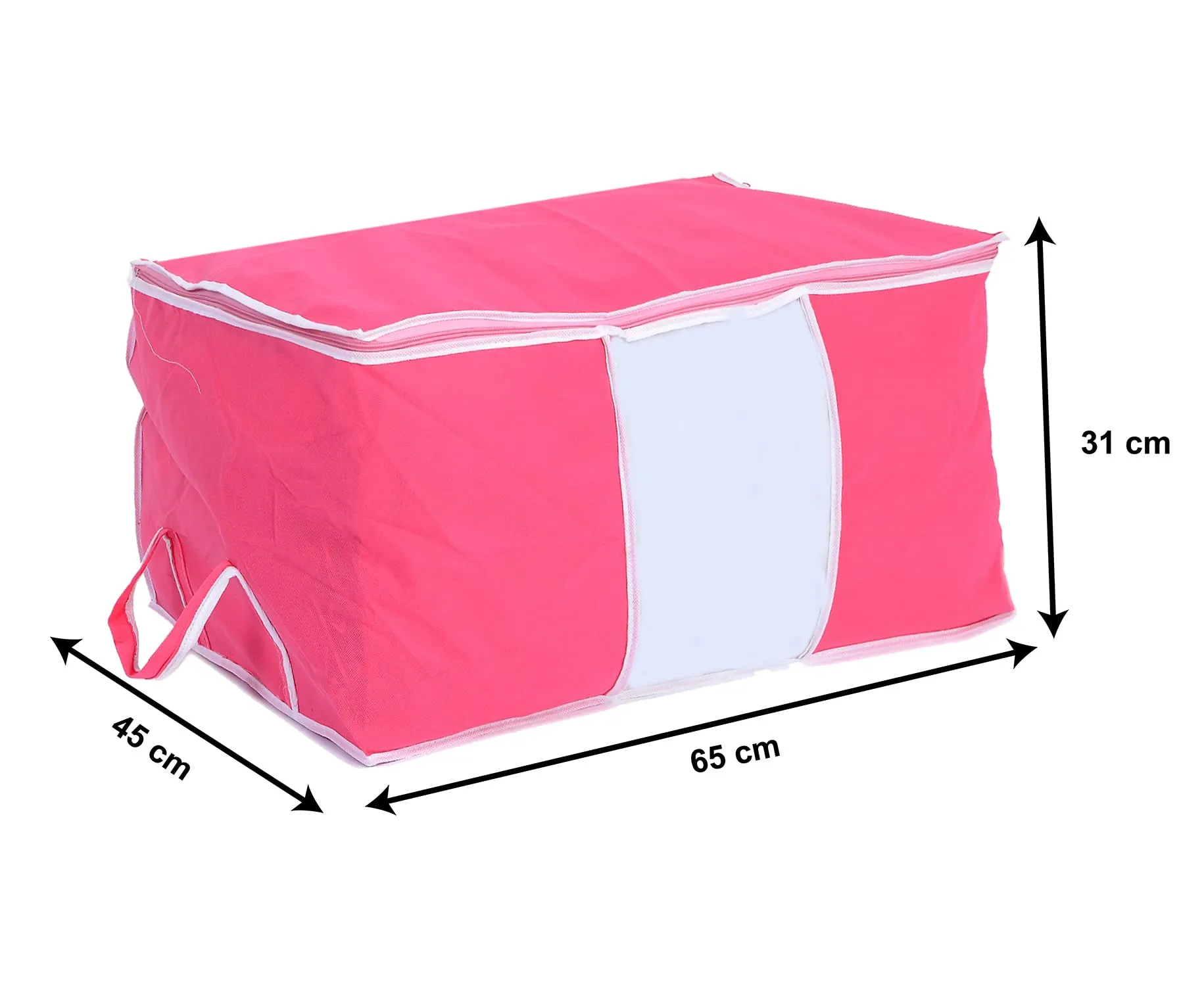 Heart Home Non Woven Underbed Storage Bag With Transparent Window- Pack of 2 (Pink)-HS43HEARTH26728