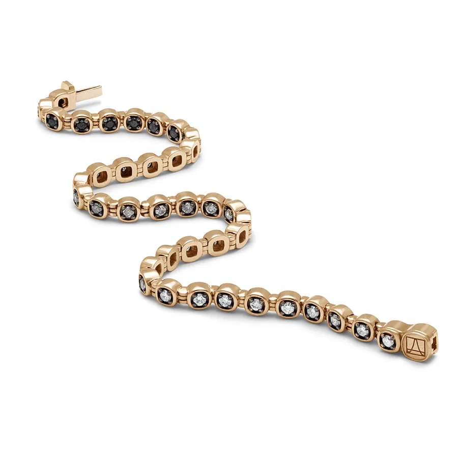 Ingot Eternity Bracelet (Petit) - Yellow Gold, Black, Grey & White Diamonds