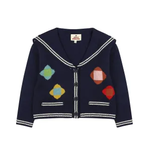 Jelly Mallow Flower Knit Cardigan | Navy