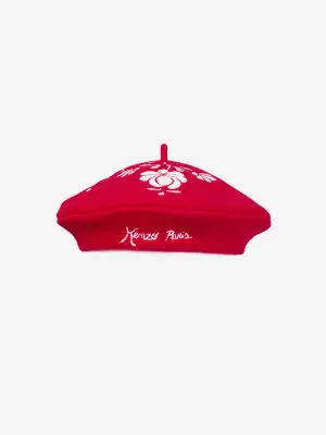 KENZO Girls Embroidered Beret in Red