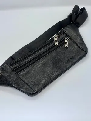 Leather mens wallet bum bag