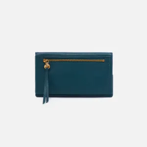 Lumen Continental Wallet In Pebbled Leather - Midnight Teal