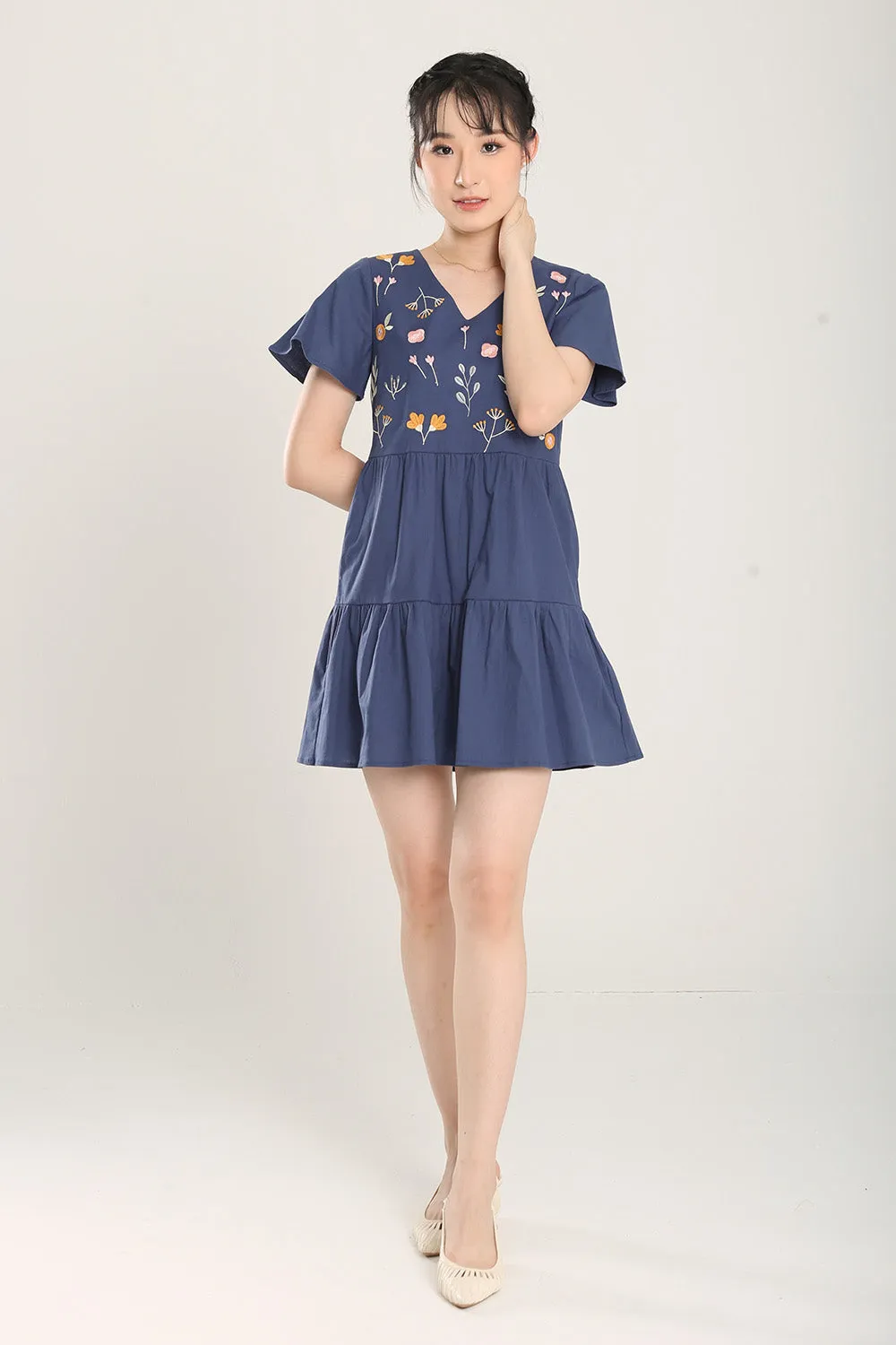 Madisyn Embroidered Denim Dress in Dark Wash