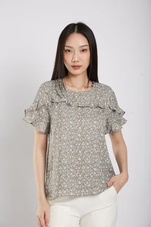 Margaret Blouse in Dust Green Floral