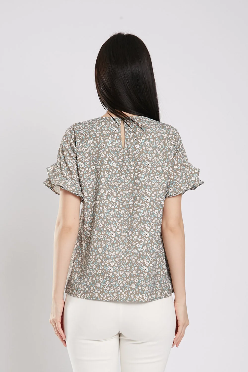 Margaret Blouse in Dust Green Floral