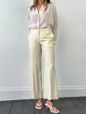 Max Mara Linen Silk Low Waist Crinkle Trousers - W30