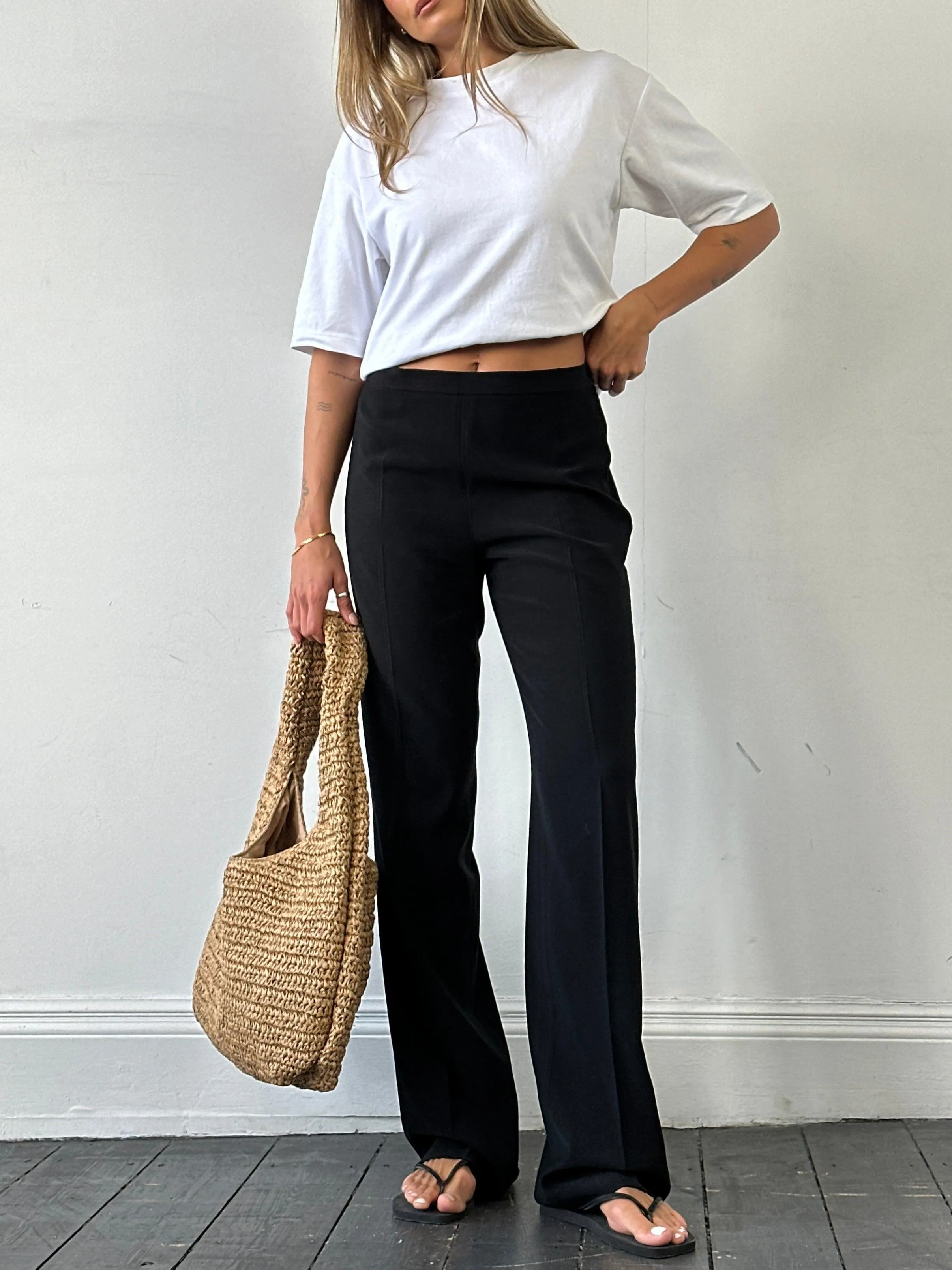 Max Mara Minimal Straight Leg High Waisted Trousers - W28