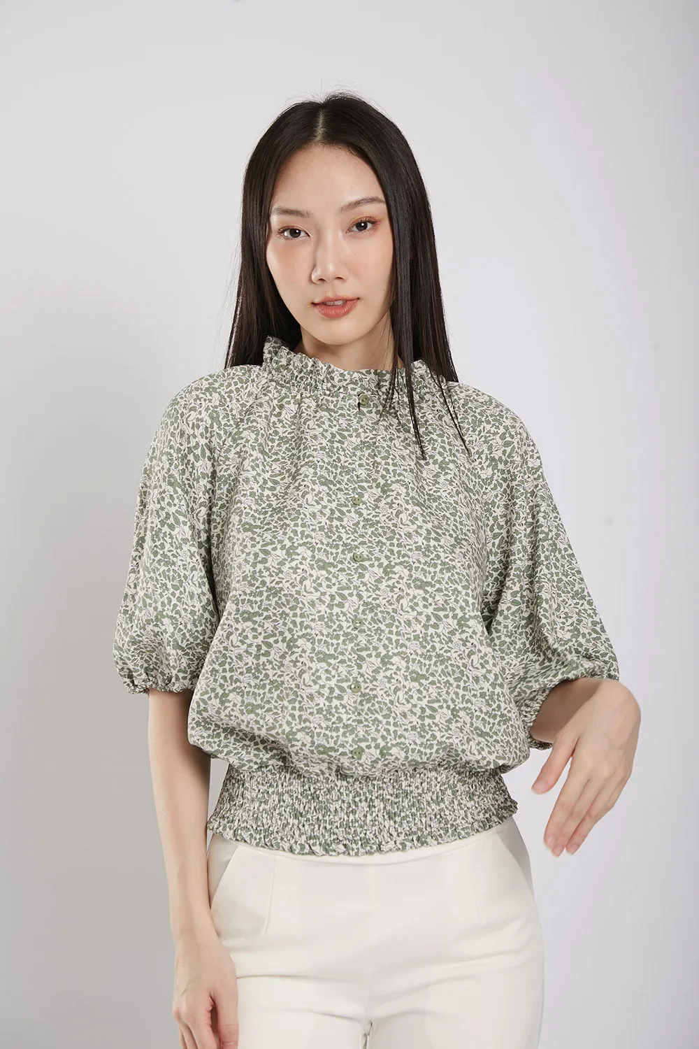 Mili Blouse in Sage Green Floral