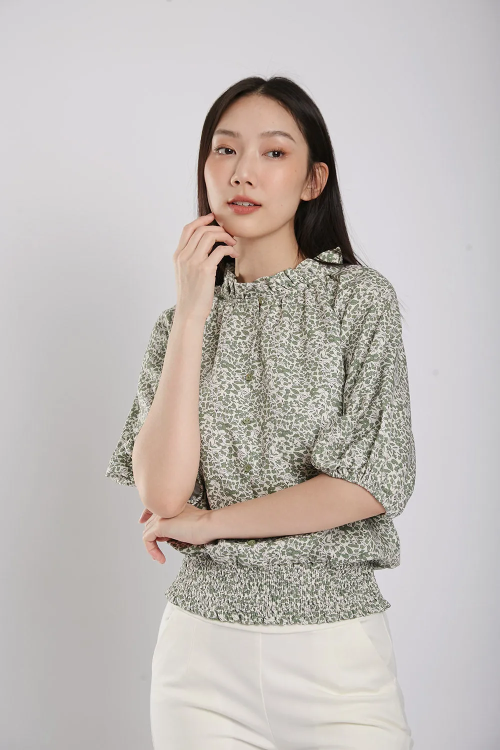 Mili Blouse in Sage Green Floral