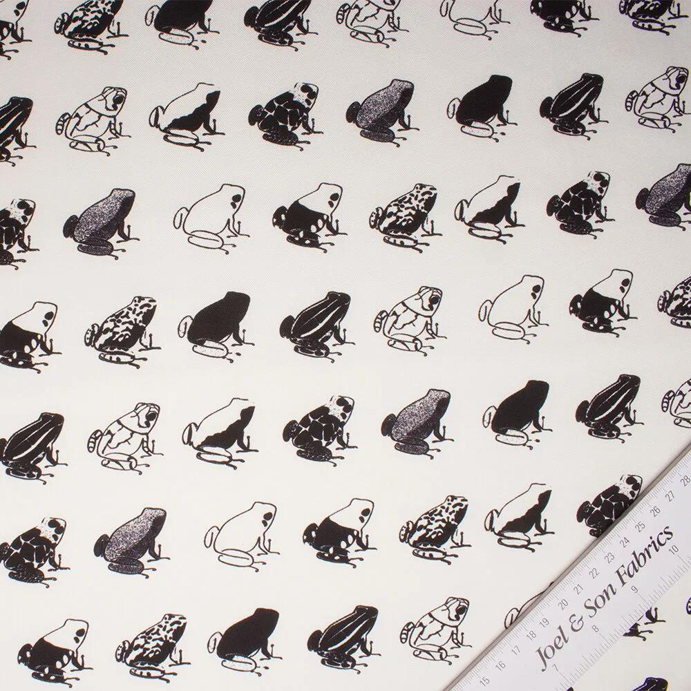 Monochrome 'Frogs' Printed Silk Twill (A 3m Piece)