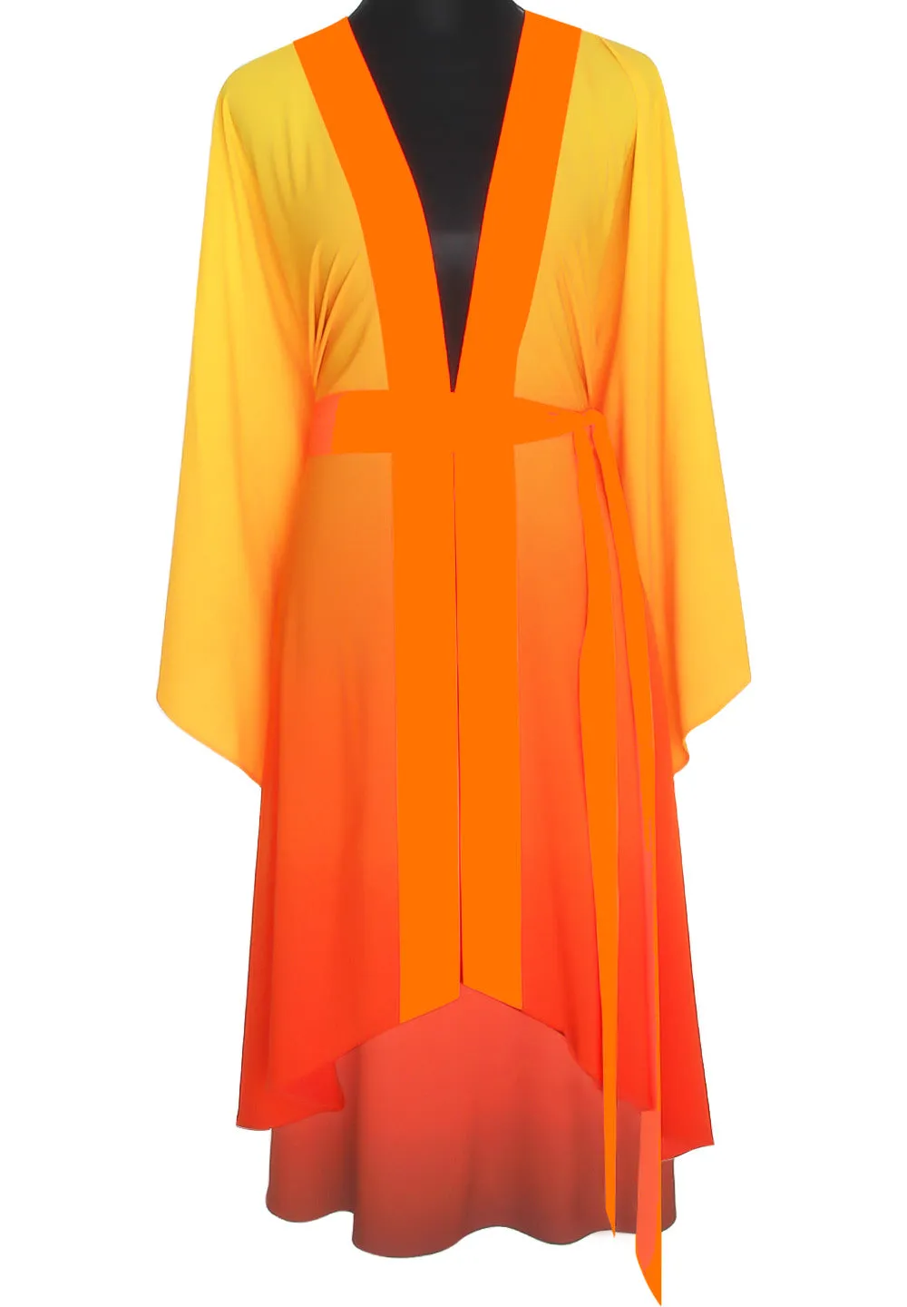 Monochrome Ombre - Fire Kimono (Neon Orange) - Long