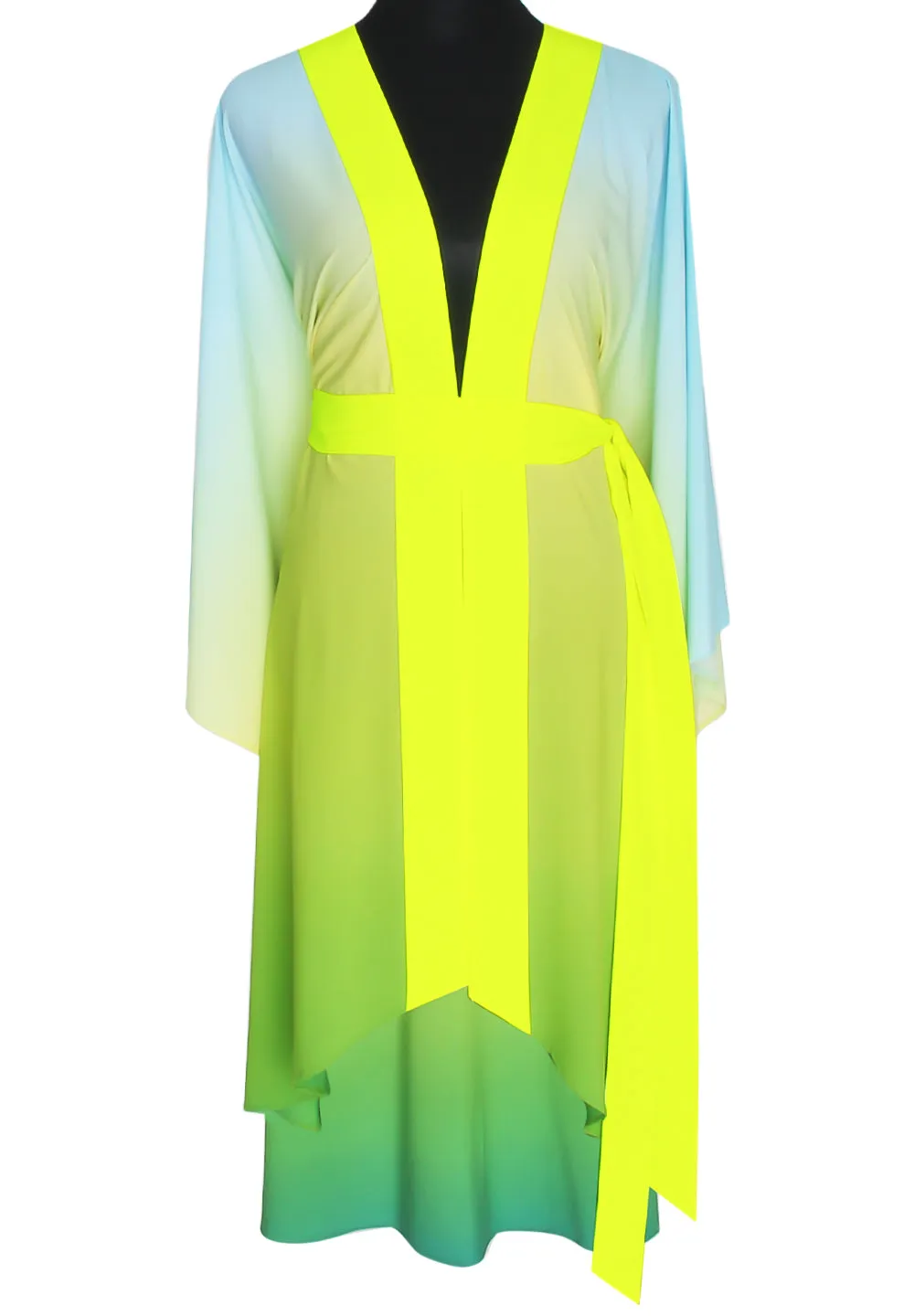 Monochrome Ombre - Freedom Kimono Butterfly (Neon Yellow) - Long