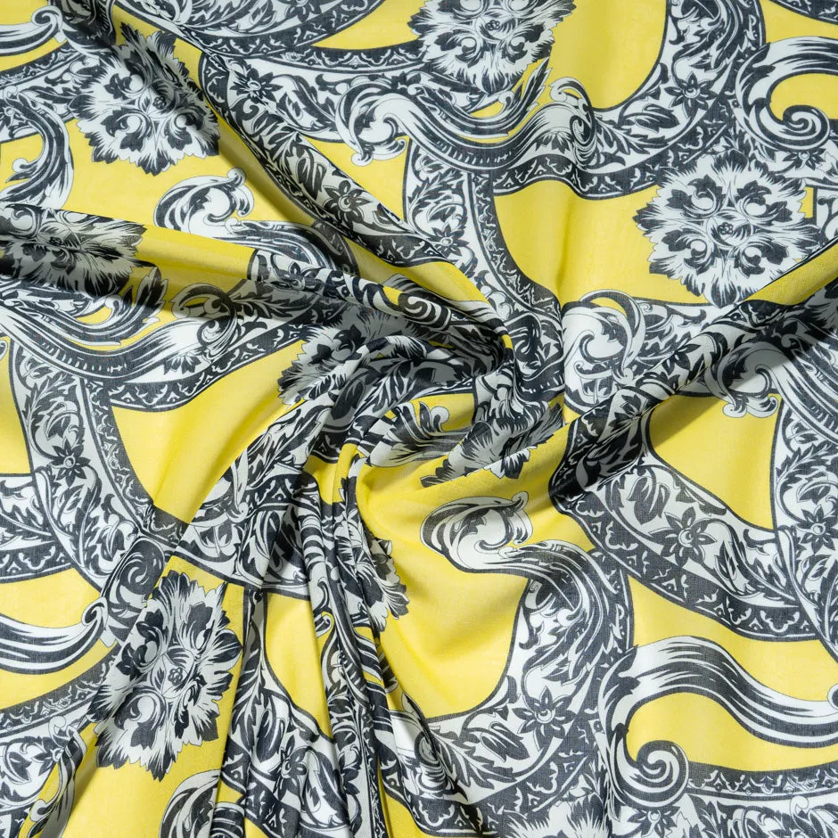 Monochrome Printed Yellow Cotton Voile