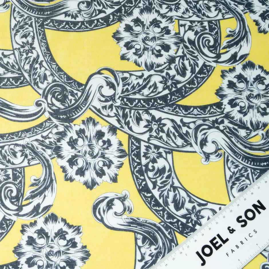 Monochrome Printed Yellow Cotton Voile