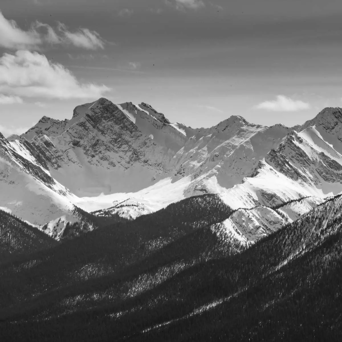 Monochrome Rocky Mountains Wall Art