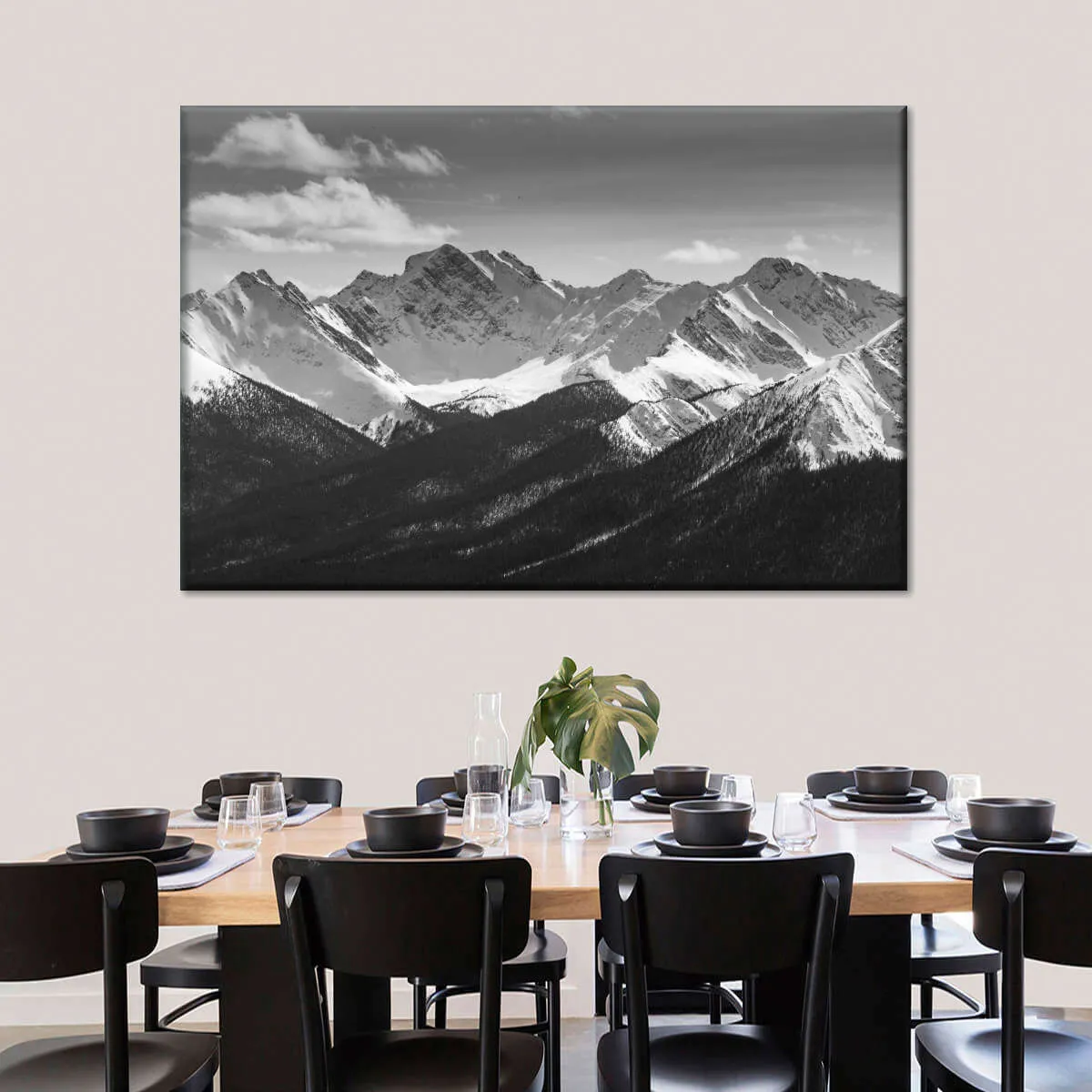 Monochrome Rocky Mountains Wall Art