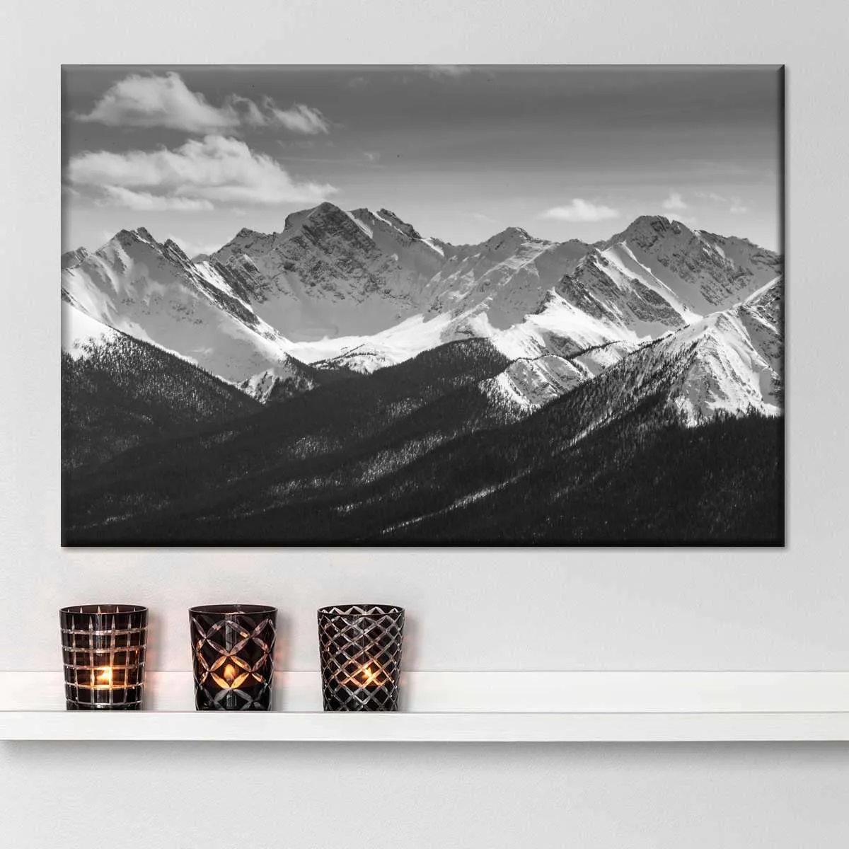 Monochrome Rocky Mountains Wall Art