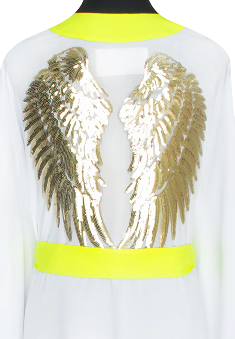 Monochrome - White Kimono Wings (Neon Yellow)