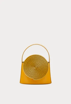 Mustard  Leather Handle Bag with Passementerie Details