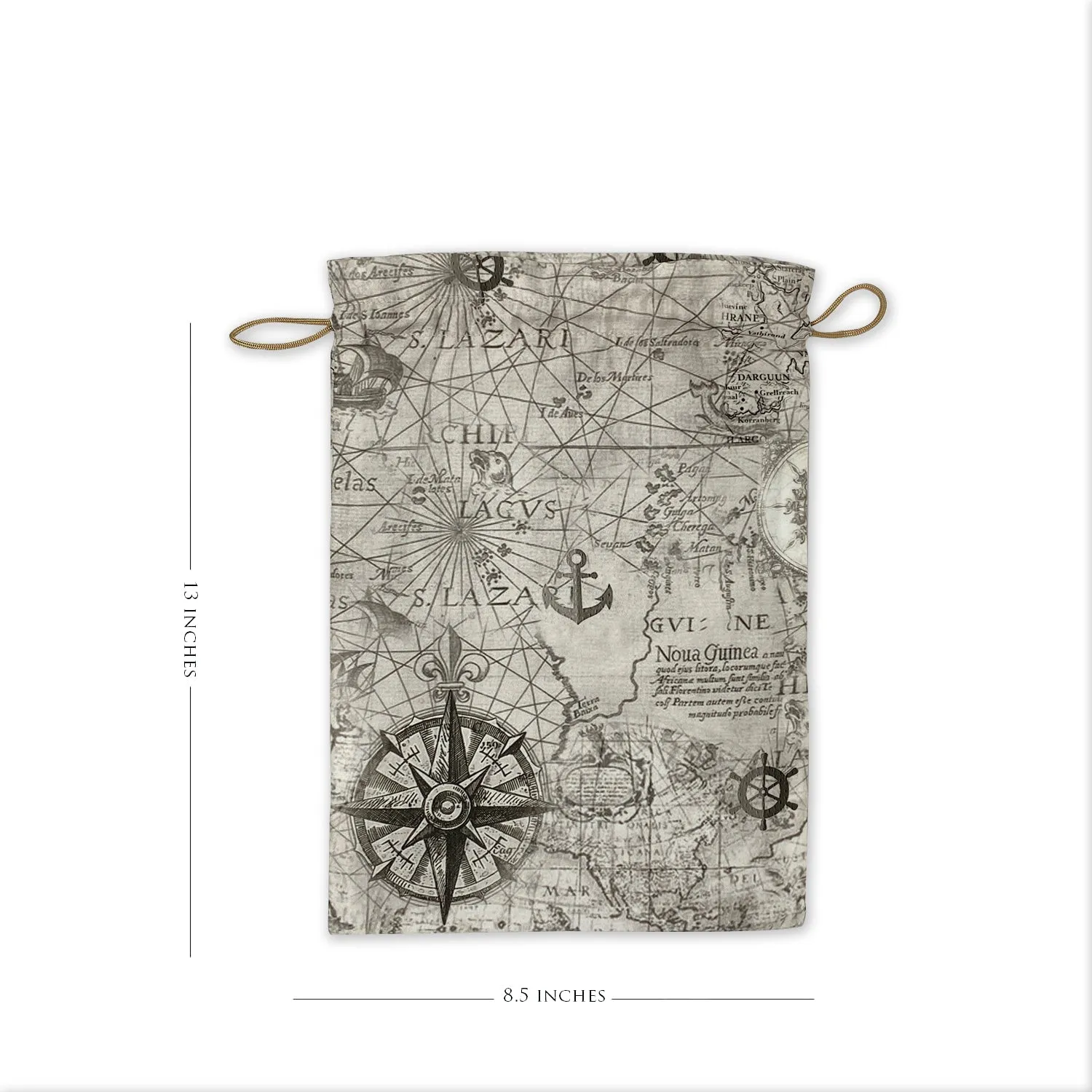 Nautical Map Drawstring Pouches