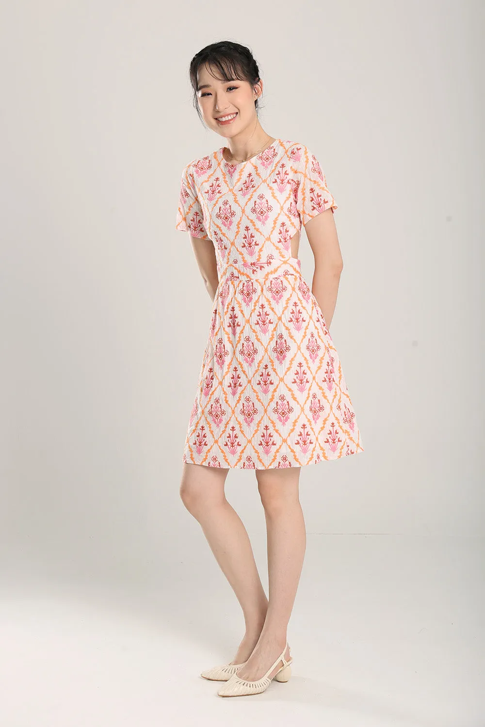 Ovidia Midi Dress in Embroidered Eyelet