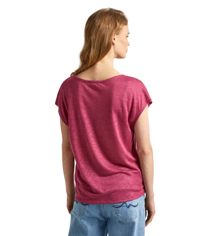 Pepe Jeans maglia manica corta in lino relax Lottie PL505821 363 rosa