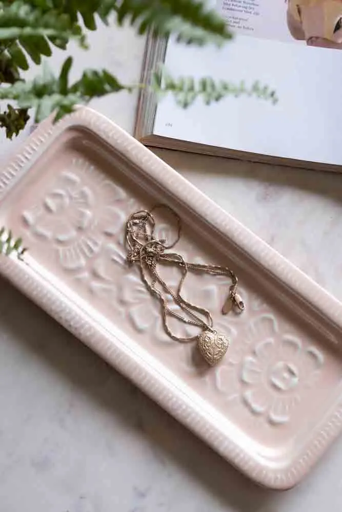 Pink Enamel Cast Style Trinket Tray